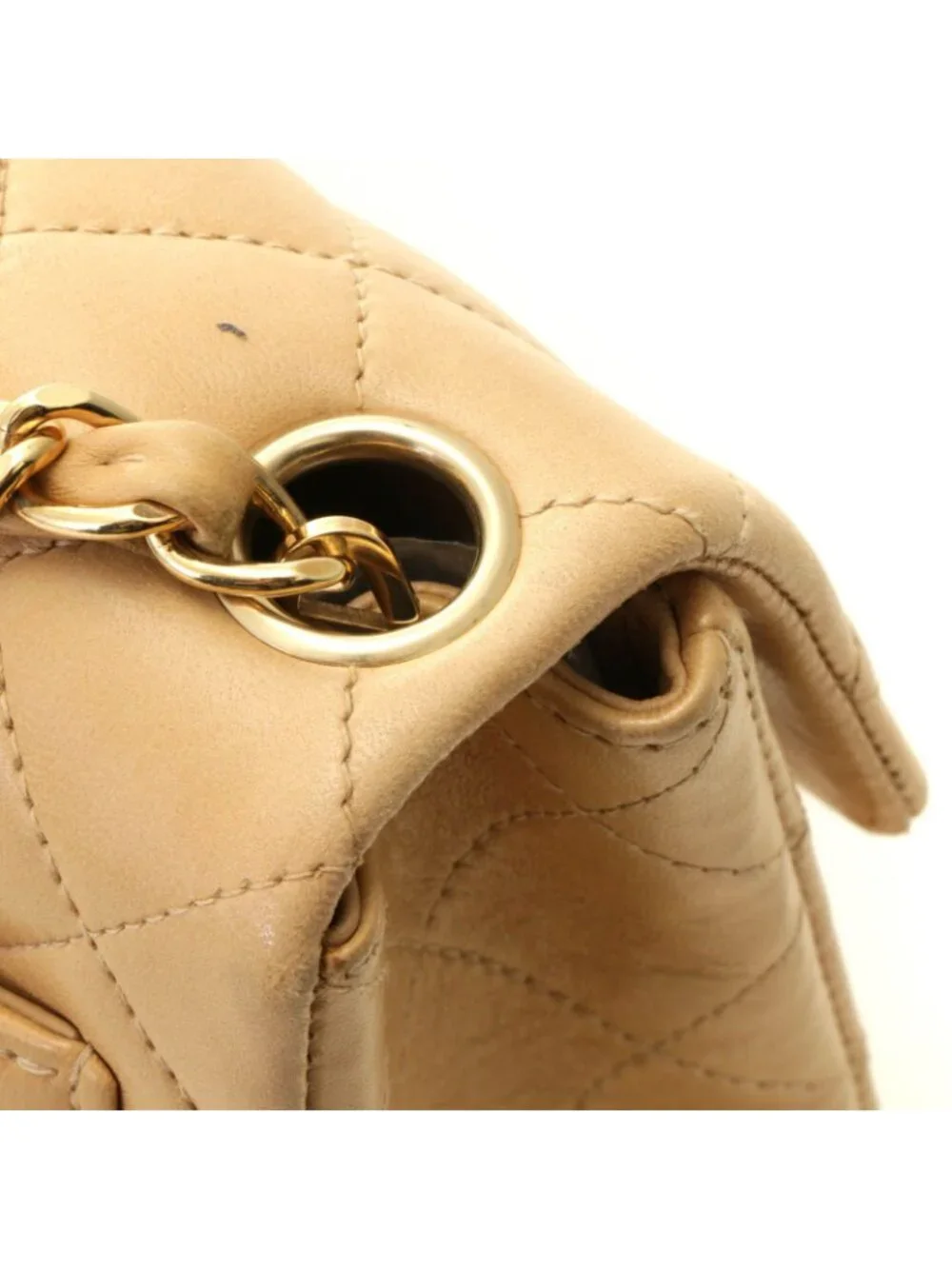 Chanel Mini Quilted 17 Chain Shoulder Bag Light Beige Gold Lambskin